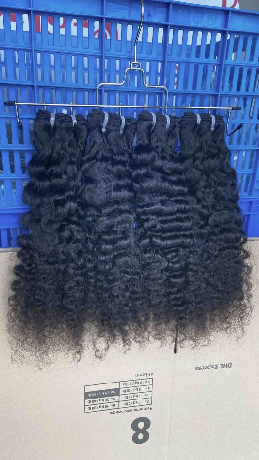 Donors Hair Raw Indian Curly 3 Bundles with &amp;  13x4 Transparent Lace Frontal