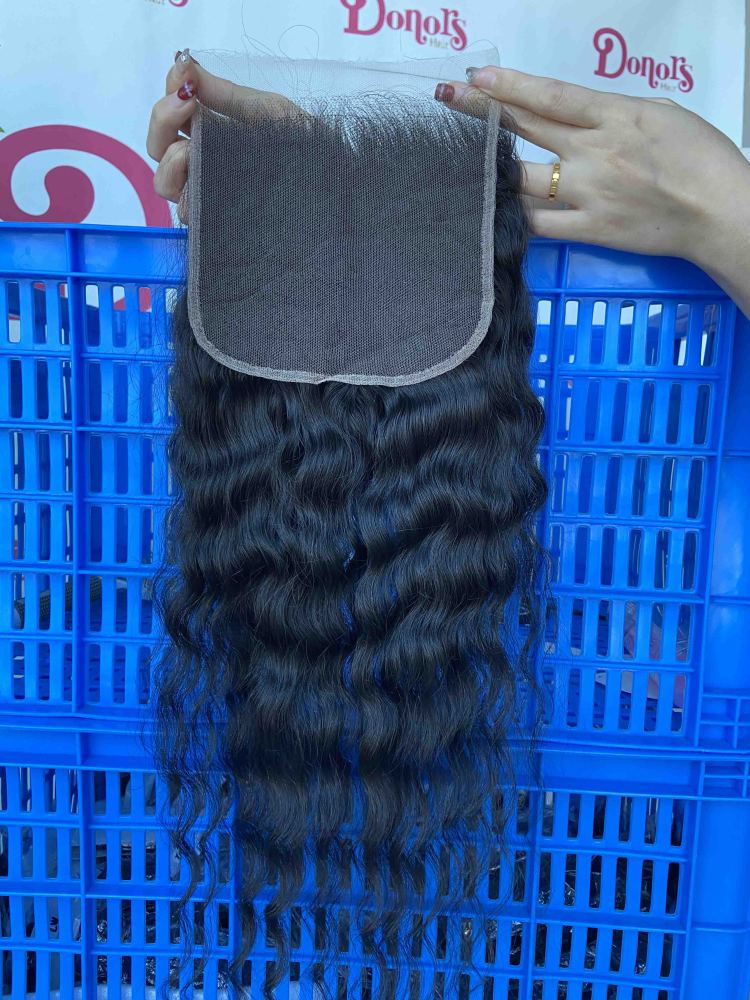 Donors Hair Raw Cambodian Wavy 5x5 Transparent / HD Lace Closure 100% Human Hair Baby Hair
