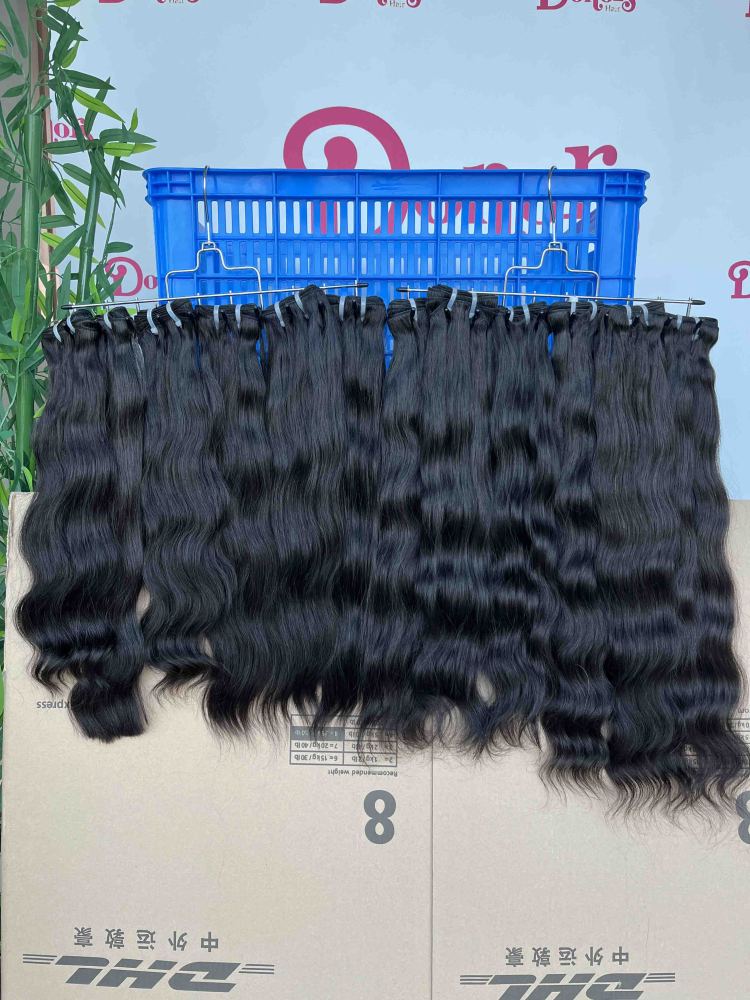 Donors Hair Raw Indian Wavy 3 Bundles with &  13x4 Transparent Lace Frontal