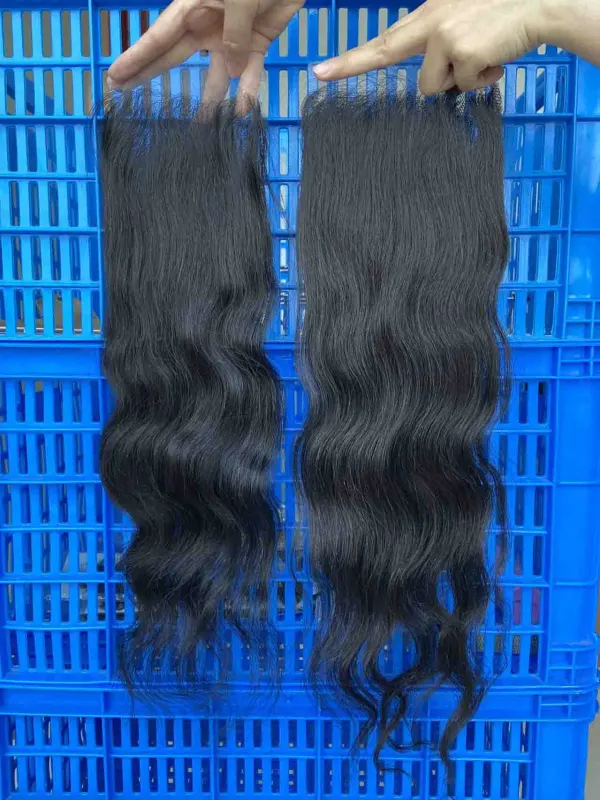 Donors Raw Indian Wavy 5x5 Closure HD / Transparent Lace Closure 100% Human Hair Baby Hair
