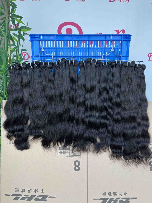 Donors Hair Raw Indian Wavy 3 Bundles Dale 100% Human Hair Natural Colour