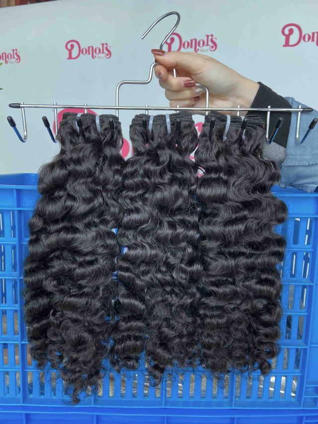Donors Hair Raw Indian Natural Curly 3 Bundles with & 4x4 HD Lace Closure
