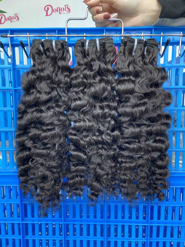 Donors Hair Raw Indian Natural Curly 3 Bundles with & 4x4 HD Lace Closure