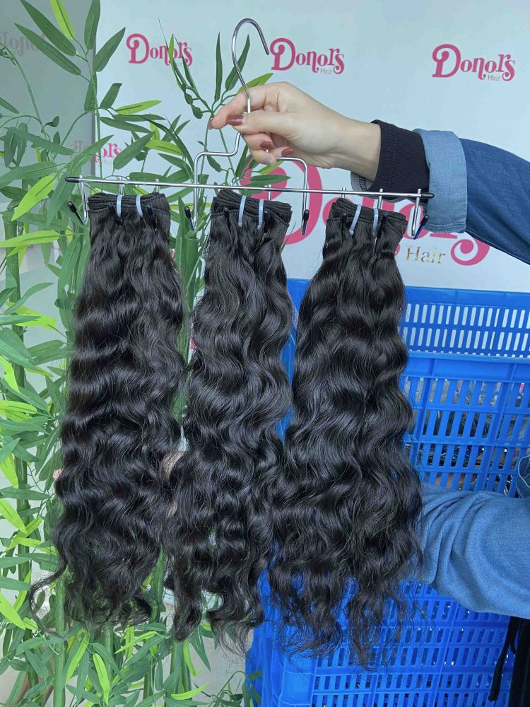 Donors Hair Raw Brazilian Wavy 3 Bundles with & 4x4 HD Lace Closure