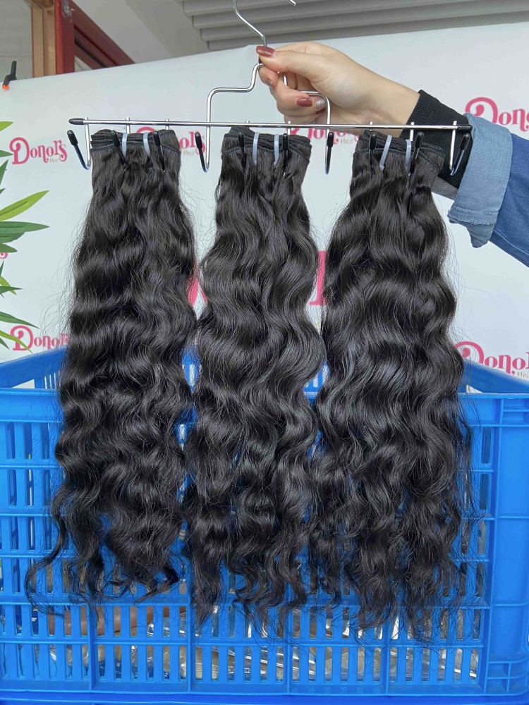 Donors Hair Raw Brazilian Wavy 3 Bundles with & 4x4 HD Lace Closure