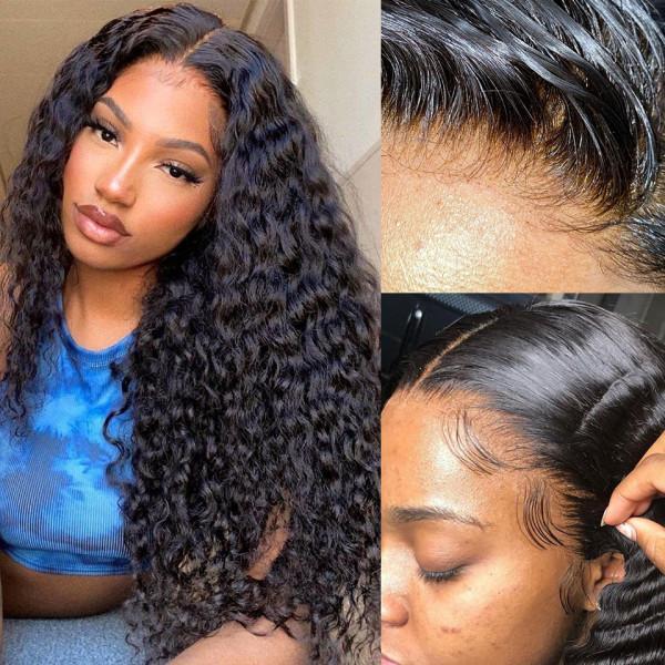 Donors Natural colour Raw Cambodian Wavy 13*4 / 13*6 HD / Transparent Full Lace Frontal Wig 100%humhair hair