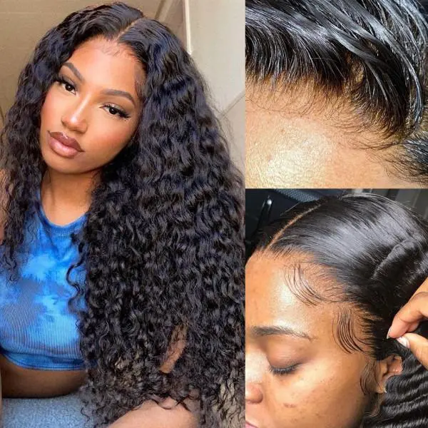 Donors Natural colour Raw Hair Cambodian Wavy 4*4 5*5 HD / Transparent Full Lace Closure Wig 100%humhair hair