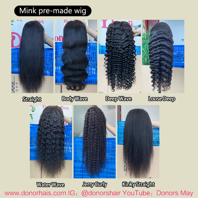 Donors Natural colour MINK Hair All Wigs 4*4 HD Full Lace Closure Wig 100%humhair hair 180% Density