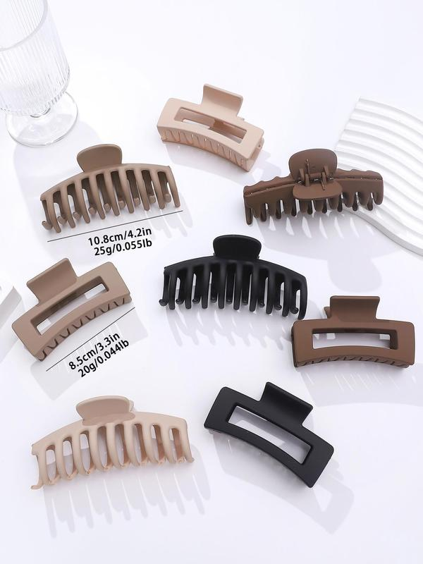 8pcs Solid Color Matte Hair Claws, Women's Daily Casual Versatile Hair Accessories, Trendy Hair Accessory for Daily Wear