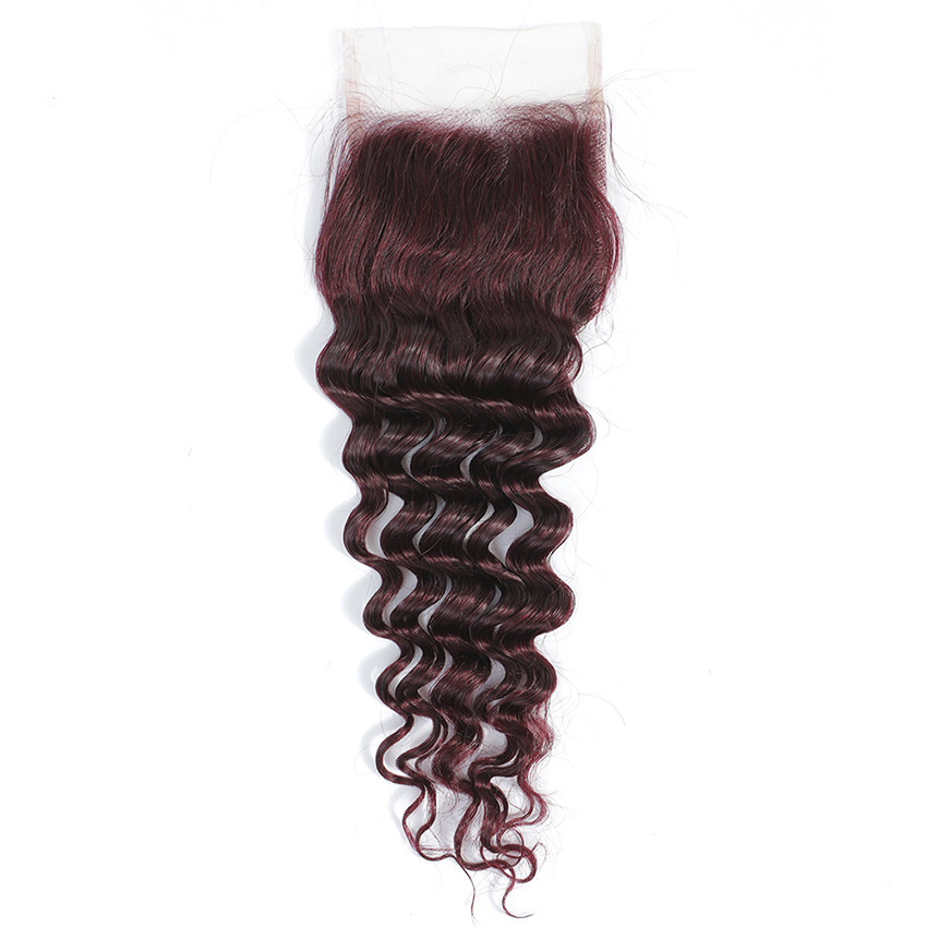 DonorsHair Colour Hair Deep Wave Transparent Lace 4*4 Closure Hair 100%human hair