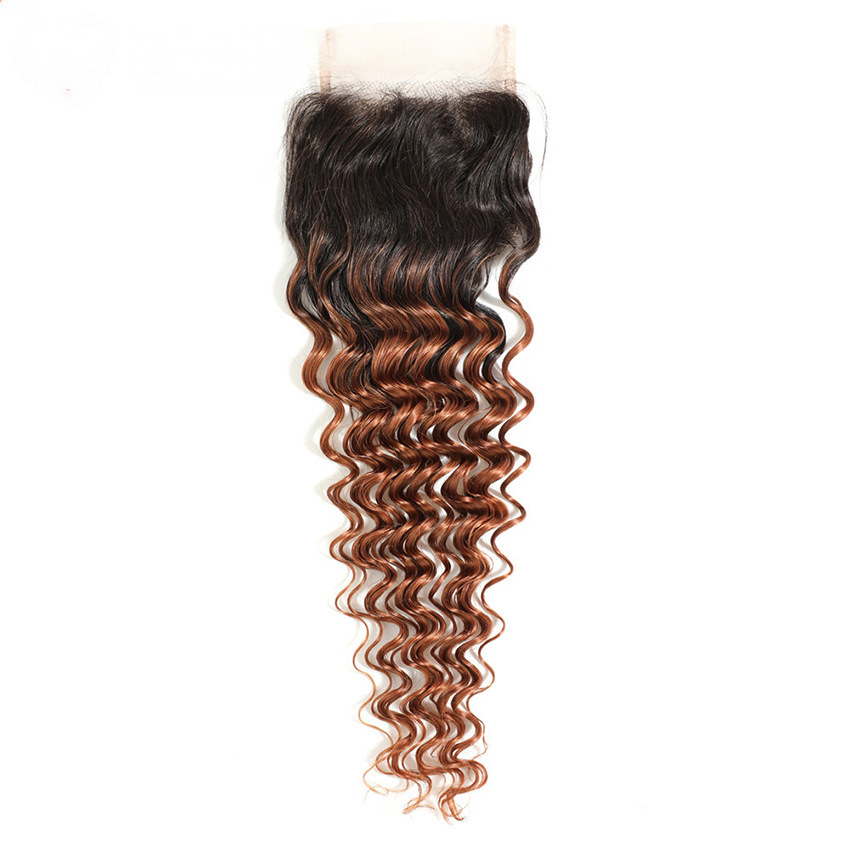 DonorsHair Colour Hair Deep Wave Transparent Lace 4*4 Closure Hair 100%human hair