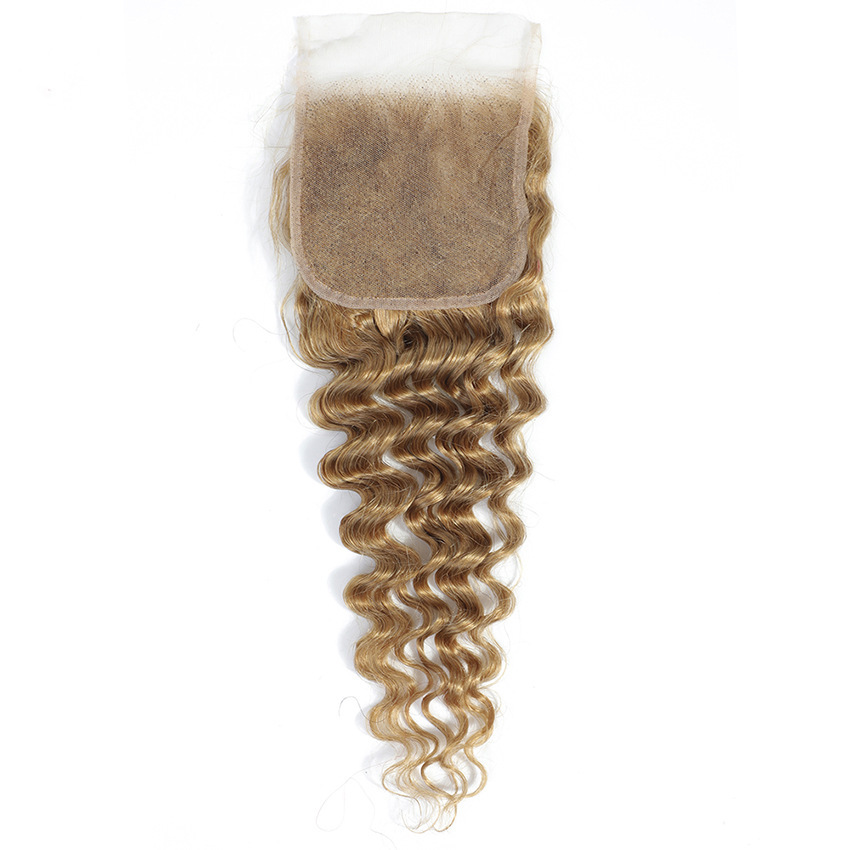 DonorsHair Colour Hair Deep Wave Transparent Lace 4*4 Closure Hair 100%human hair