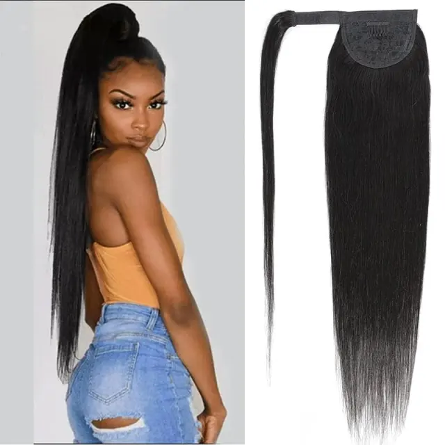 Donor Hairs All Textures Ponytail Extensions Natural Black Ponytail Clip in for Women 100%human hair