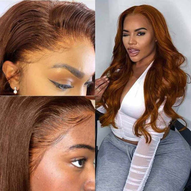 Donors Hair #30 Colored Straight 13x4/4x4 transparen Lace 100% Human Hair Wig 180%Density
