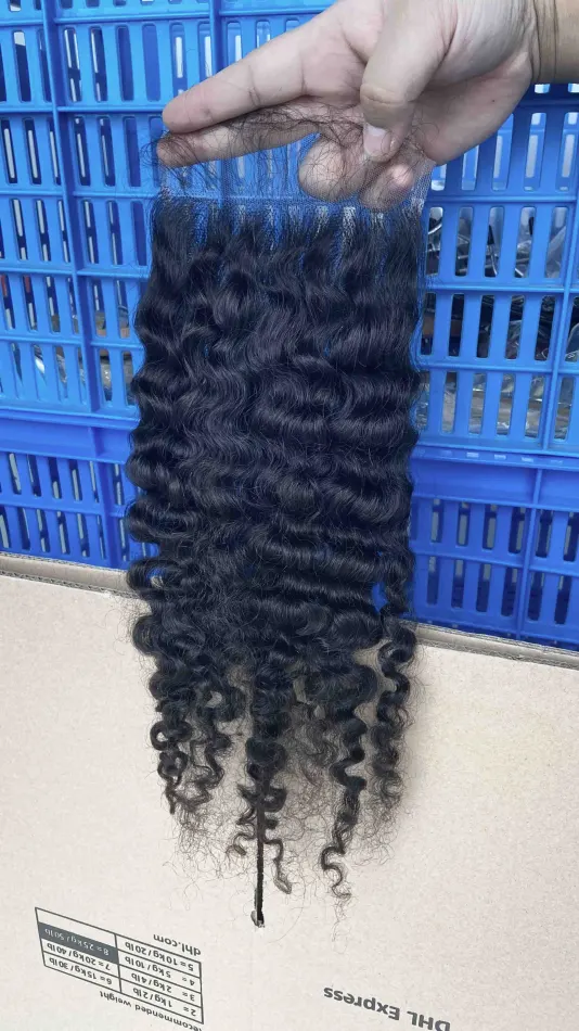 Donors Hair Raw Indian Curly 5x5 Transparent / HD Lace Closure 100% Human Hair Baby Hair