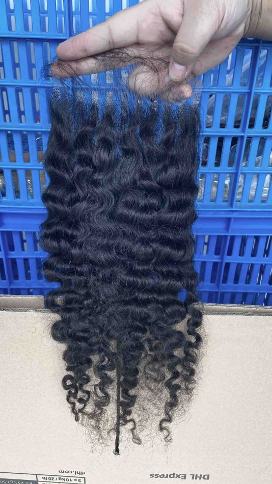 Donors Hair Raw Indian Curly 4x4 Transparent / HD Lace Closure 100% Human Hair Baby Hair