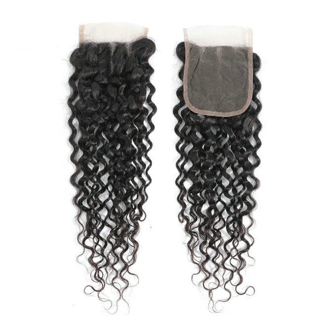 Donors Hair Mink Water Wave 5x5 Transparent Lace Closure 100% Human Hair