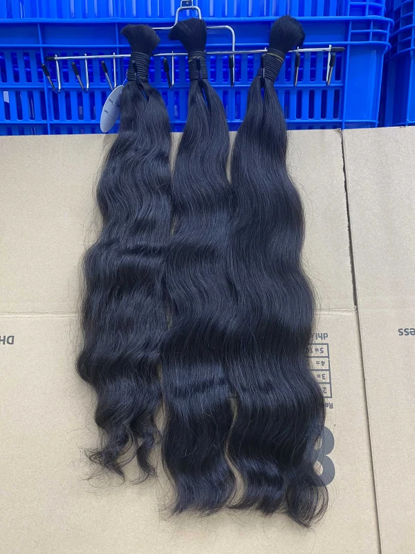 Donors Hair Raw Indian wavy 100% Human Hair Natural Black Bulk Hair For Braiding Bundles No Weft Braiding Hair Extension