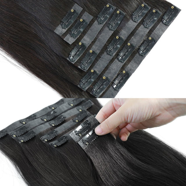 Donors Hair Seamless Clip-In Raw Indian Wavy Human Hair Extensions 6Pcs/Set
