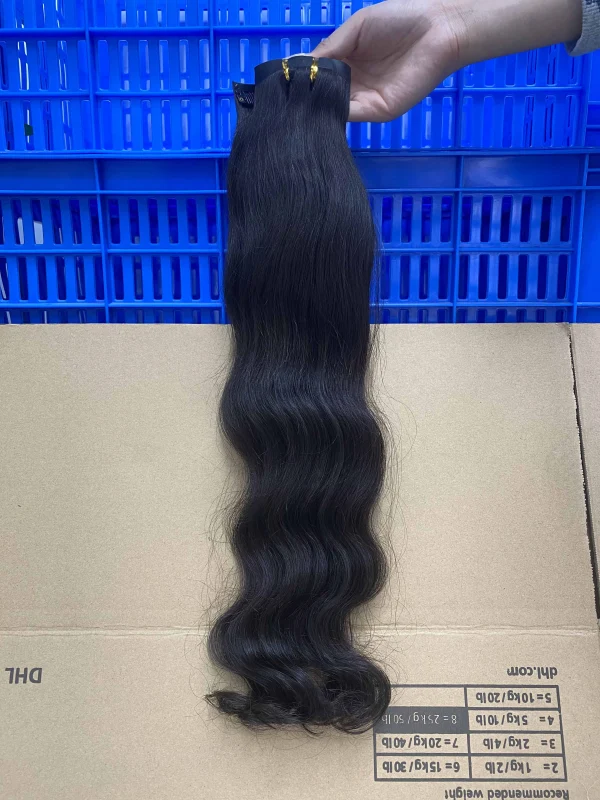 Donors Hair Seamless Clip-In Raw Indian Wavy Human Hair Extensions 6Pcs/Set