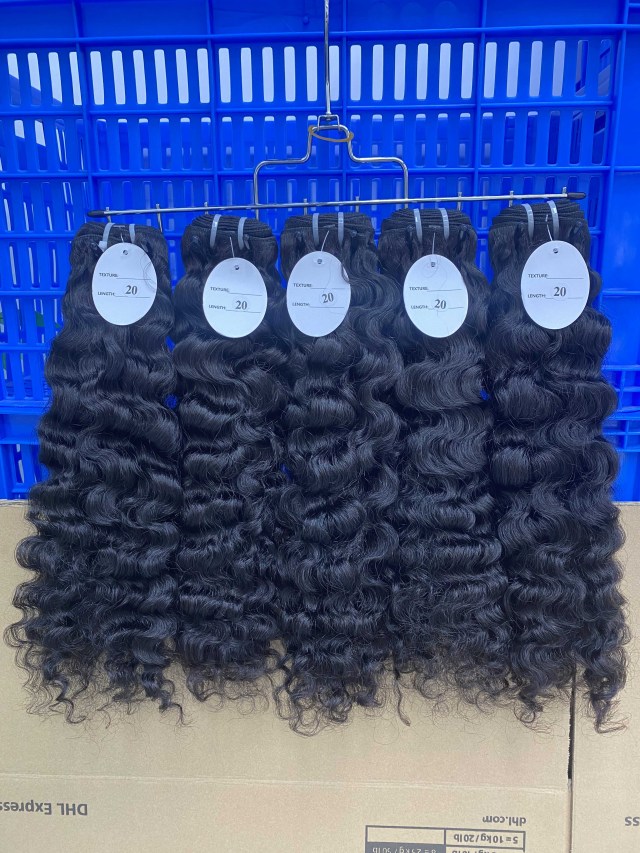 Donors Hair Natural colour Raw Hair Burmese Curly  Bundle Hair Weave100% Human Hair