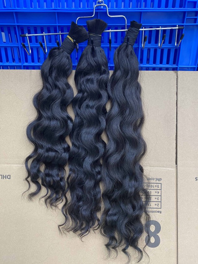 Donors Hair Raw Cambodian wavy 100% Human Hair Natural Black Bulk Hair For Braiding Bundles No Weft Braiding Hair Extension