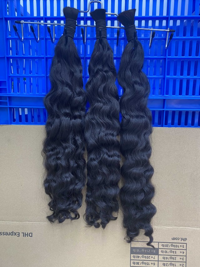 Donors Hair Raw Burmese wavy 100% Human Hair Natural Black Bulk Hair For Braiding Bundles No Weft Braiding Hair Extension