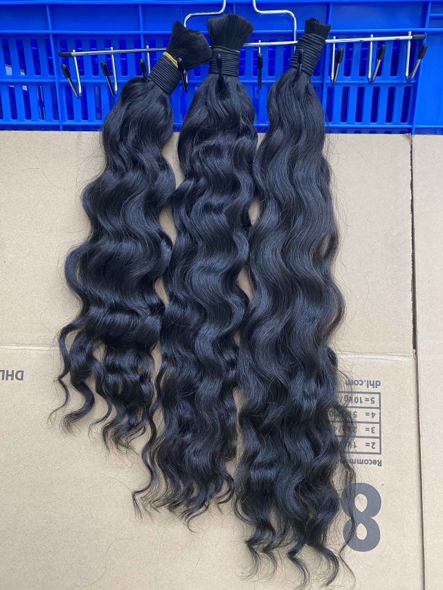 Donors Hair Raw Cambodian wavy 100% Human Hair Natural Black Bulk Hair For Braiding Bundles No Weft Braiding Hair Extension