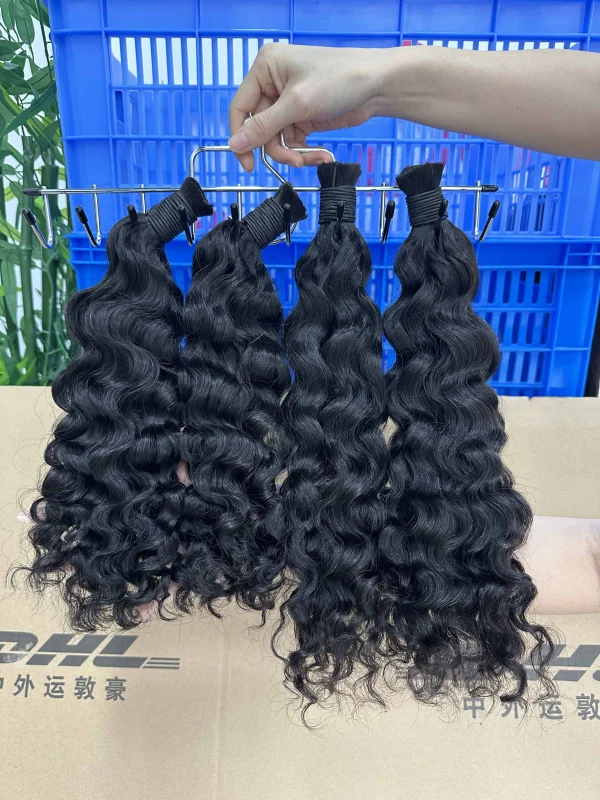 Donors hair Raw Burmese Curly 100% Human Hair Natural Black Bulk Hair For Braiding Bundles No Weft Braiding Hair Extension