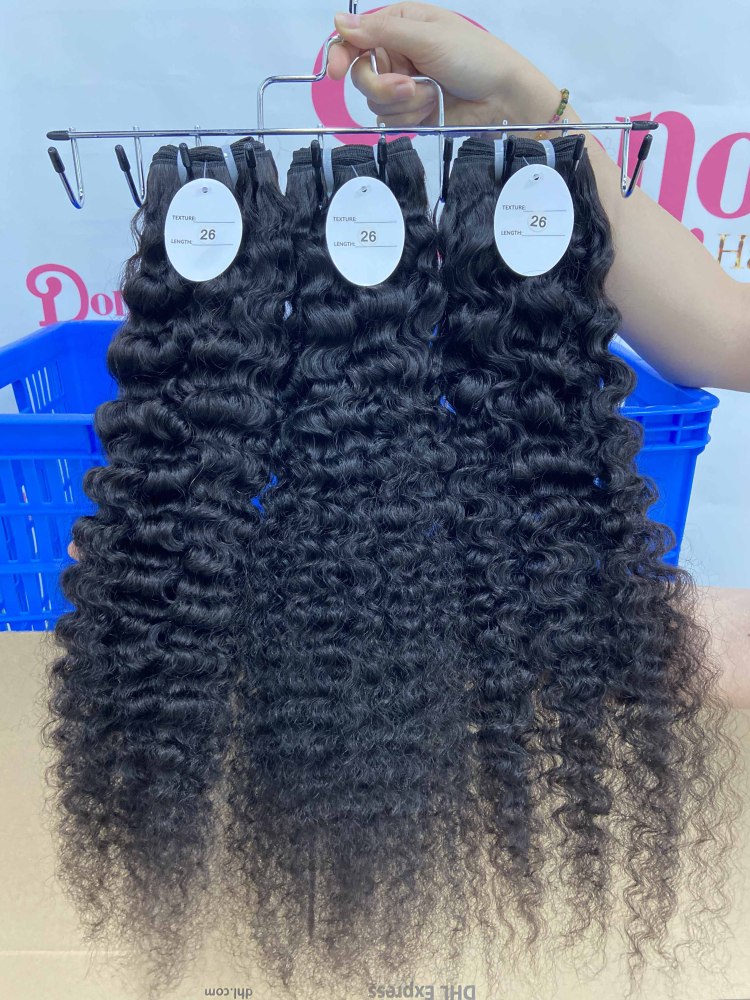 RawDonorsHair Raw Indian Curly 3 Bundles Dale 100% Human Hair Natural Colour