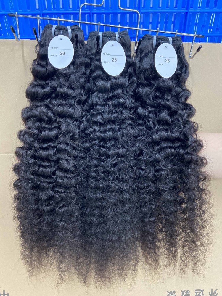 RawDonorsHair  Raw Indian Curly 3 Bundles with & 4x4 HD Lace Closure