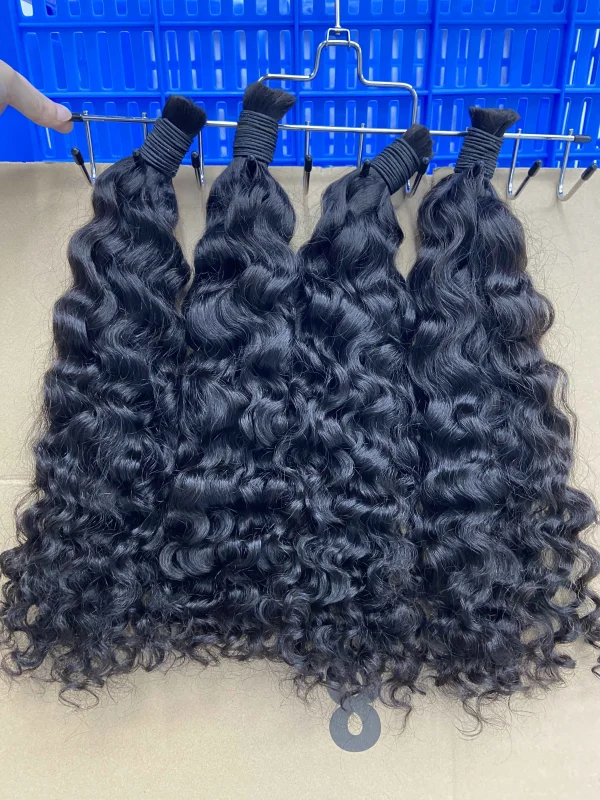 RawDonorsHair Raw Burmese Curly 100% Human Hair Natural Black Bulk Hair For Braiding Bundles No Weft Braiding Hair Extension