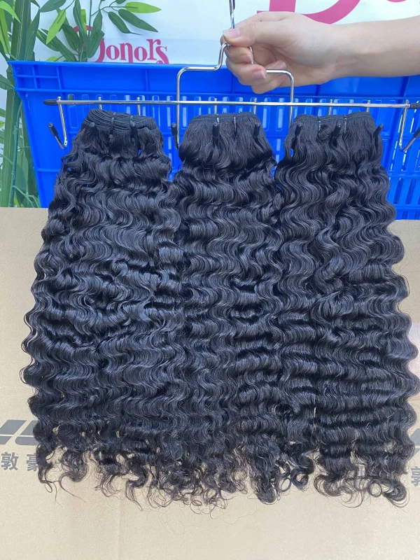 DonorsHair Natural colour Raw Hair Burmese Deep Curly  Bundle Hair Weave100% Human Hair