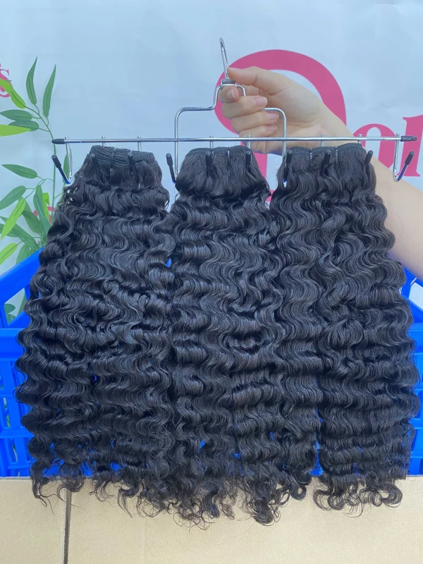 DonorsHair Natural colour Raw Hair Burmese Deep Curly  Bundle Hair Weave100% Human Hair