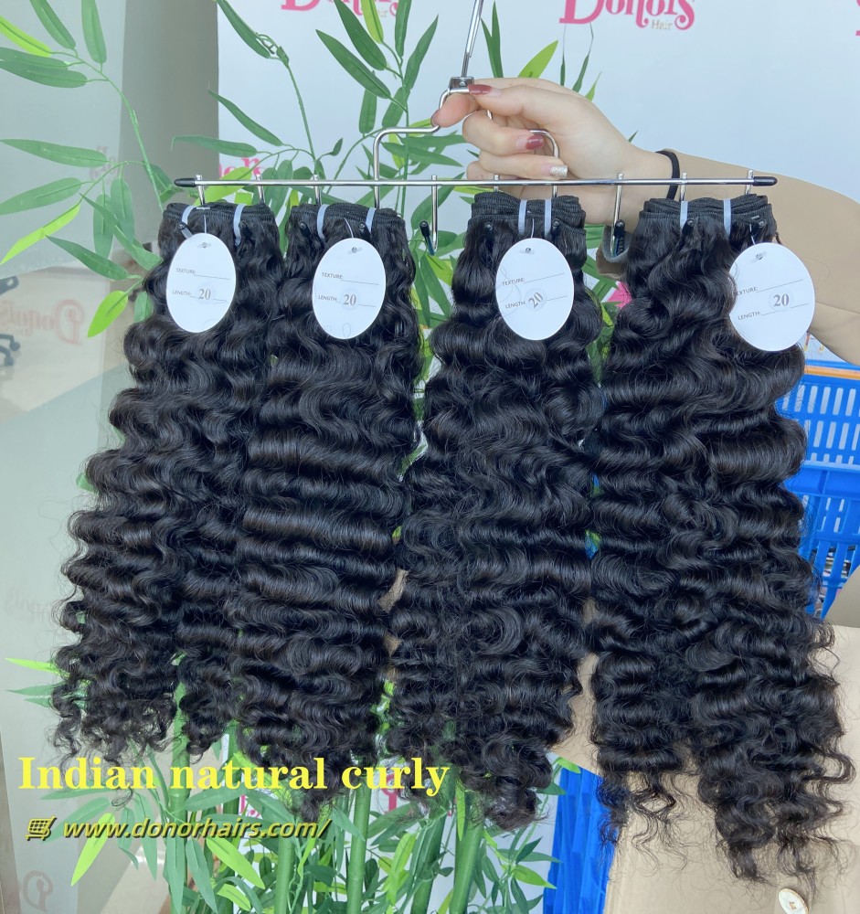 Donors Hair Raw Indian Natural Curly 4 Bundles Dale 100% Human Hair Natural Colour