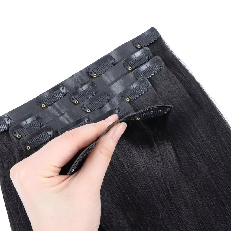 Donors Hair PU Clip-In SilkStraight Human Hair Extensions 7Pcs/Set