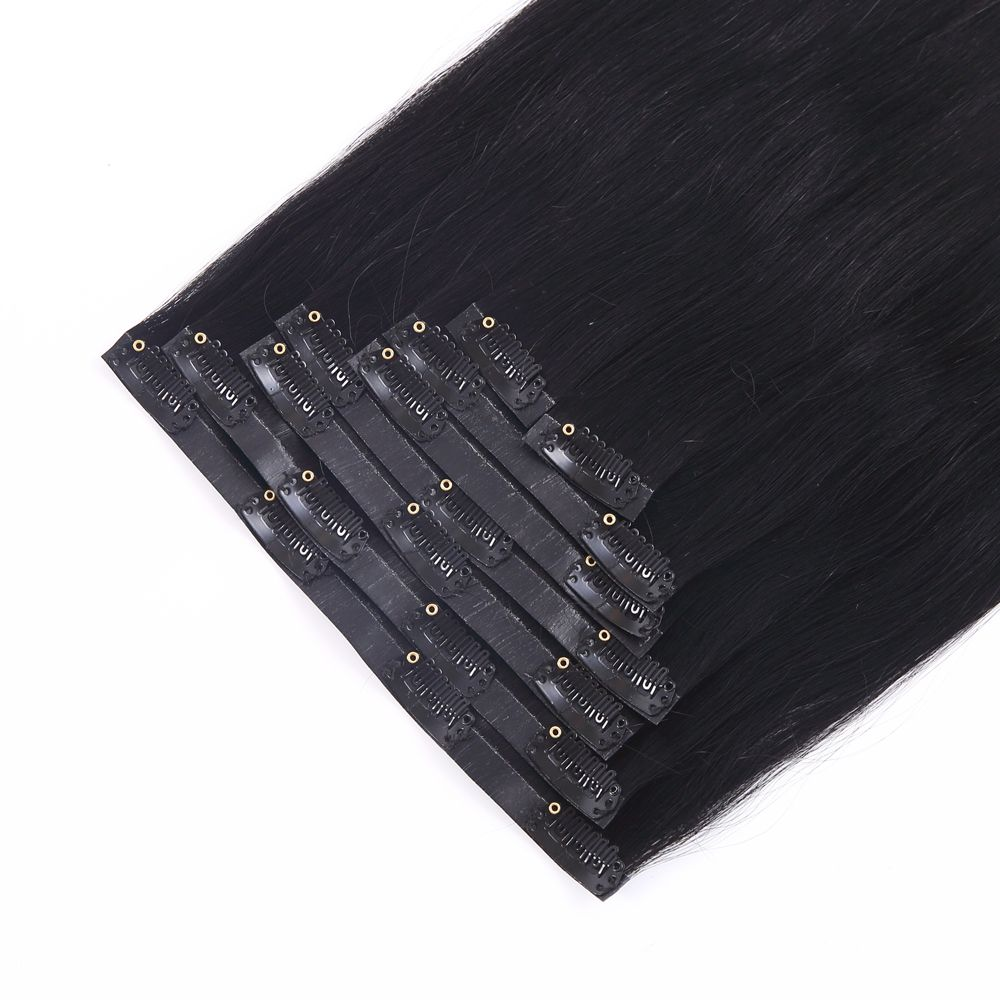 Donors Hair PU Clip-In SilkStraight Human Hair Extensions 7Pcs/Set