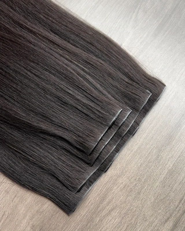 Donors Hair PU Clip-In SilkStraight Human Hair Extensions 7Pcs/Set