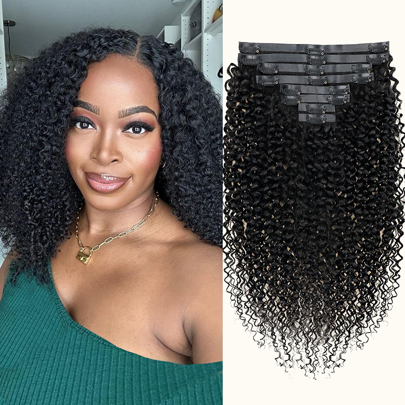 Donors Mink Hair PU Clip-In Silk Curly Hair Extensions PU Clip in Hair Extensions Human Hair PU Tape With Clip Seamless Clip in Human Hair Extensions 100g 1B# Natural Black