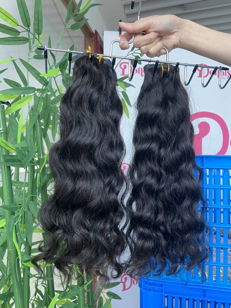 Donors Hair PU Seamless Clip In Raw Cambodian Wavy Human Hair Extensions PU Clip in Hair Extensions Human Hair PU Tape With Clip Seamless Clip in Human Hair Extensions 1B# Natural Black