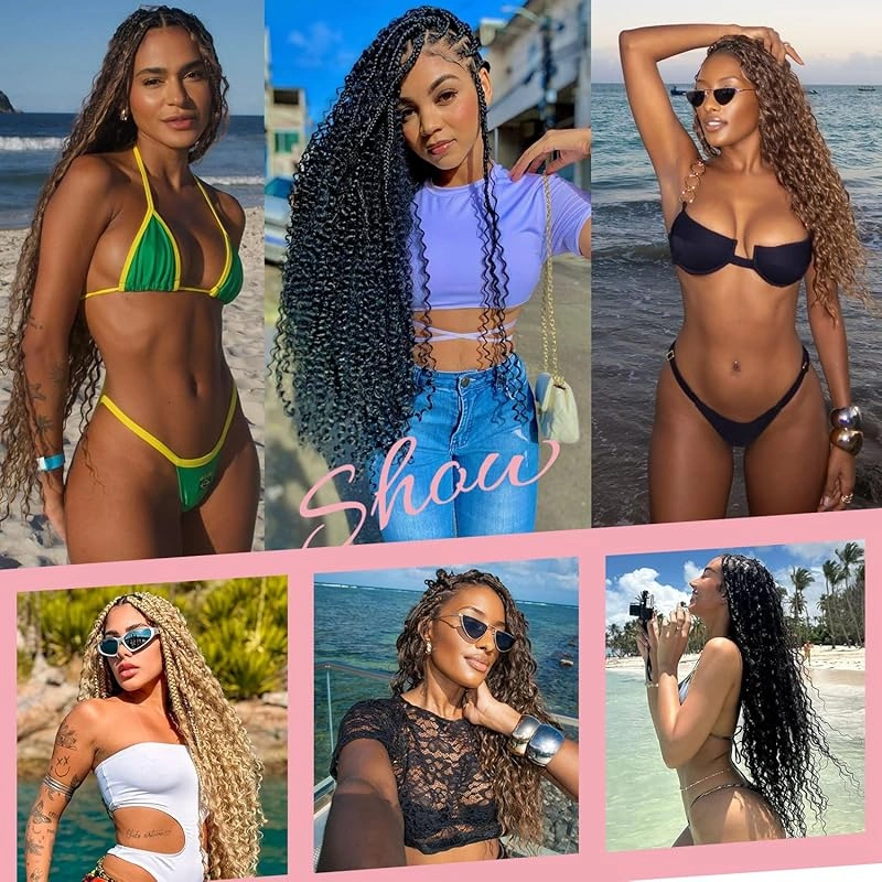 Donorshair Human Braiding hair Ombre 4/27 100gram, Boho Braids Human Hair, Deep Wave Bulk Human Hair for Micro Braiding No Weft,Curly Knotless/Goddess/Bohemian/Gypsy