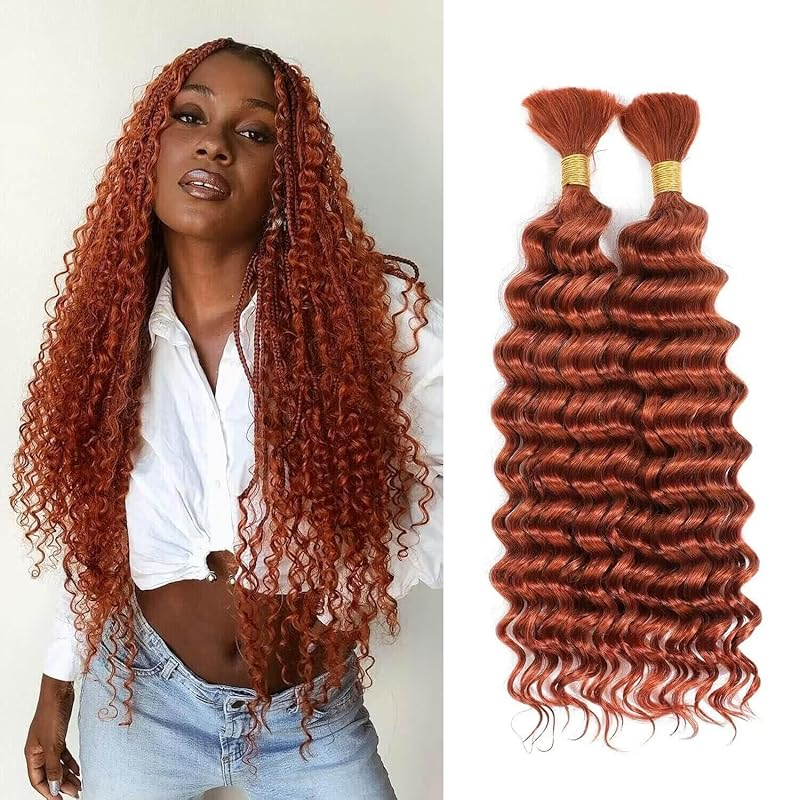 Donorshair Human Braiding hair Ombre #350 100gram, Boho Braids Human Hair, Deep Wave Bulk Human Hair for Micro Braiding No Weft,Curly Knotless/Goddess/Bohemian/Gypsy