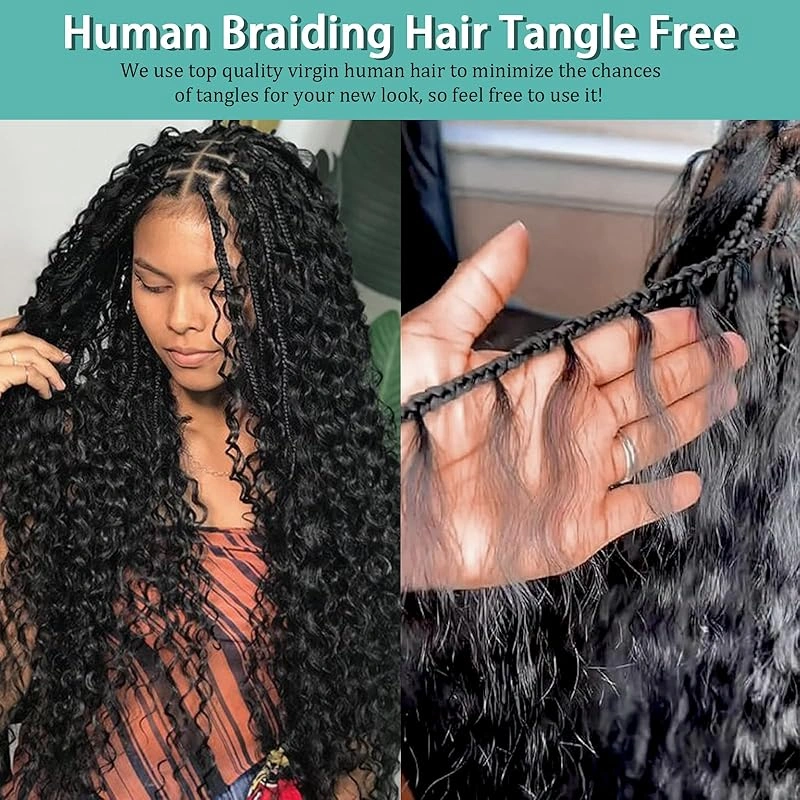 Donors Hair Raw Hair Indian Natural Curly 100% Human Hair Natural Black Bulk HairHuman Braiding Hair 1 Bundle 100g Water Wave Bulk Human Hair for Braiding No Weft Wet&Wavy Braiding Hair Bulk Curly Human Hair for Boho Braids 100g