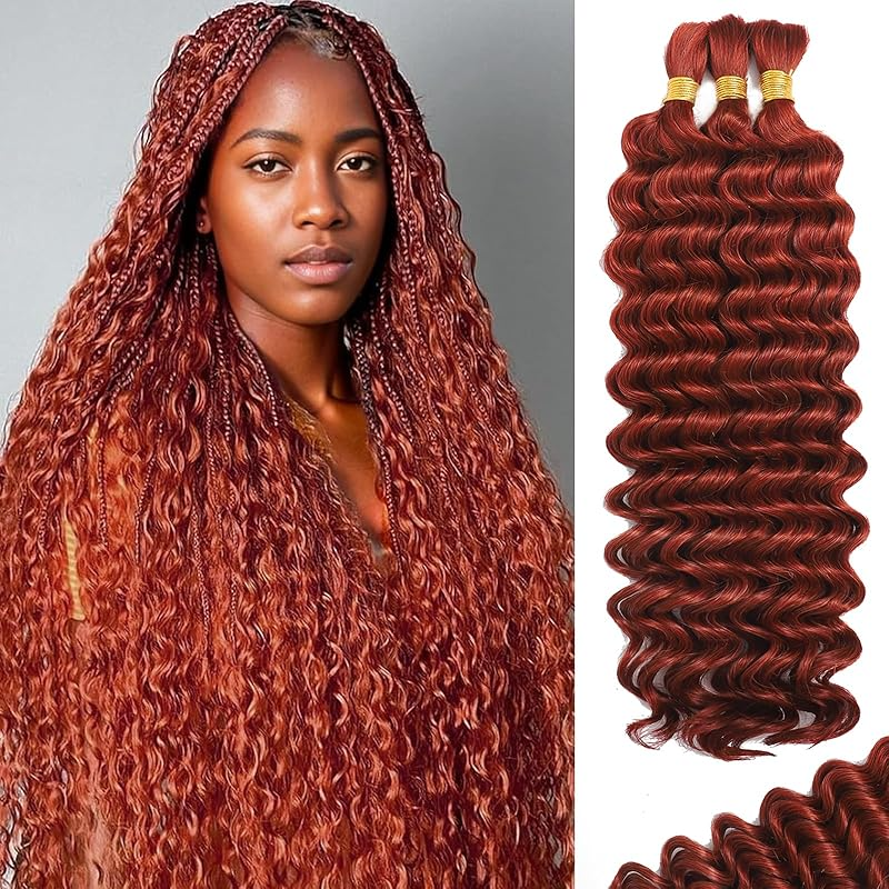 Donorshair Human Braiding hair Ombre #350 100gram, Boho Braids Human Hair, Deep Wave Bulk Human Hair for Micro Braiding No Weft,Curly Knotless/Goddess/Bohemian/Gypsy