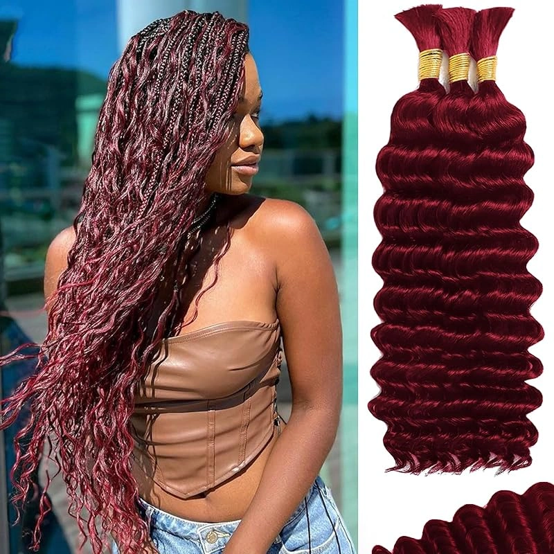 BIG DISCOUNT Hair Bulk DonorsHair Straight. Deep Wave.Water Wave 100% Human Hair Ginger Bulk Hair For Braiding Bundles Human Braiding Hair 1 Bundle 100g Water Wave Bulk Human Hair for Braiding No Weft Wet&Wavy Braiding Hair B