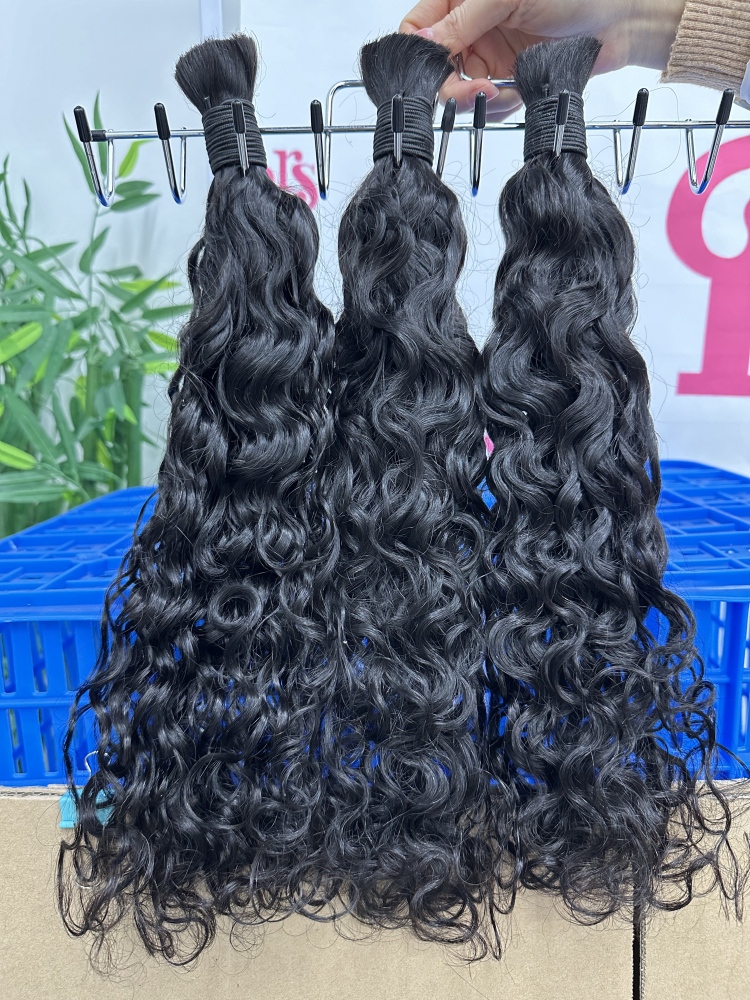 Donors Hair 100% Human Hair Water Wave Natural Bulk Hair For Braiding Bundles Human Braiding Hair 1 Bundle 100g Water Wave Bulk Human Hair for Braiding No Weft Wet&Wavy Braiding Hair Bulk Curly Human Hair for Boho Braids 100g