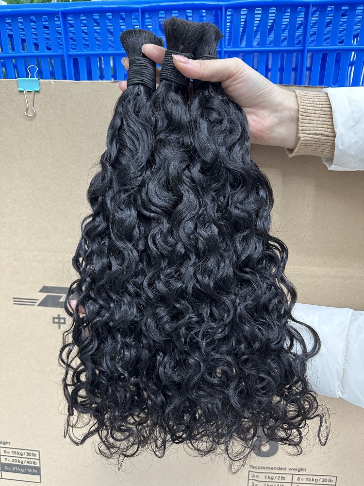 Donors Hair 100% Human Hair Water Wave Natural Bulk Hair For Braiding Bundles Human Braiding Hair 1 Bundle 100g Water Wave Bulk Human Hair for Braiding No Weft Wet&Wavy Braiding Hair Bulk Curly Human Hair for Boho Braids 100g