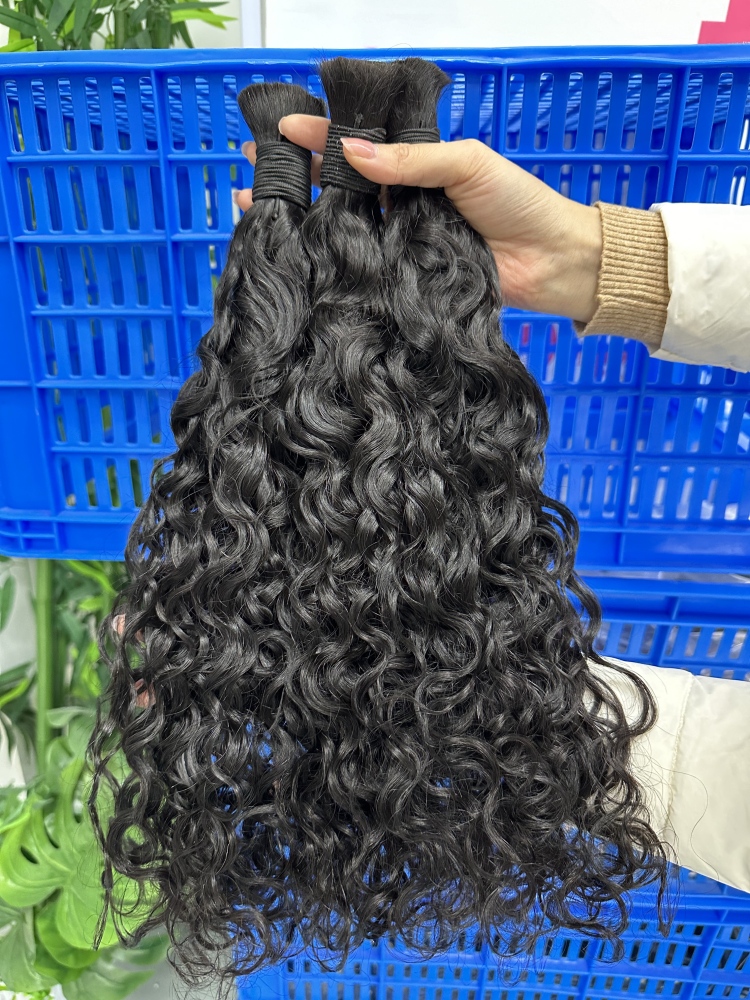 Donors Hair 100% Human Hair Water Wave Natural Bulk Hair For Braiding Bundles Human Braiding Hair 1 Bundle 100g Water Wave Bulk Human Hair for Braiding No Weft Wet&Wavy Braiding Hair Bulk Curly Human Hair for Boho Braids 100g