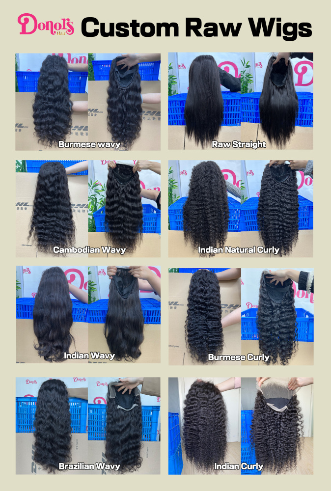 Donors Natural colour Raw Hair All Wigs 4*4 HD / Transparent Full Lace Closure Wig 100%humhair hair 300%Density
