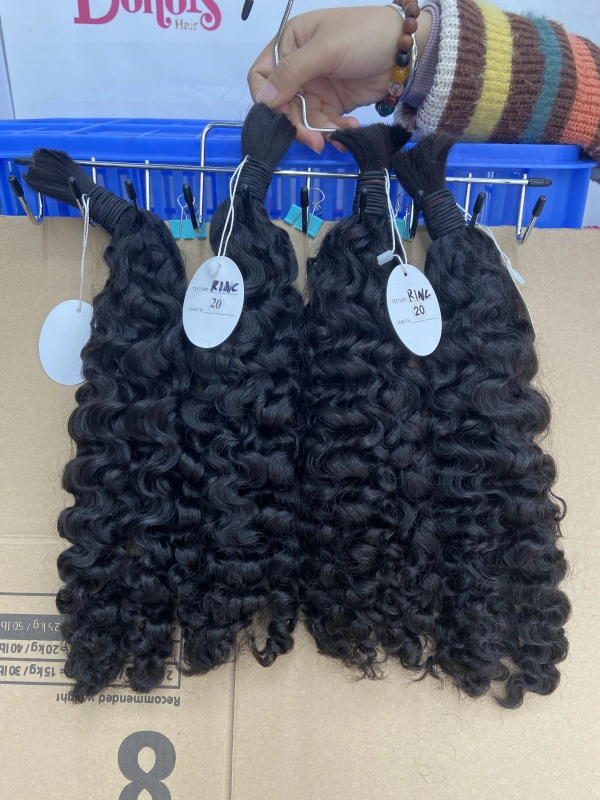 Donors Hair Raw Hair Indian Natural Curly 100% Human Hair Natural Black Bulk HairHuman Braiding Hair 1 Bundle 100g Water Wave Bulk Human Hair for Braiding No Weft Wet&Wavy Braiding Hair Bulk Curly Human Hair for Boho Braids 100g